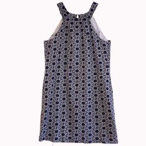 Skirtin Around Navy/White Geometric Halter Dress
